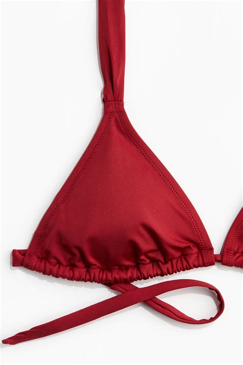 Padded triangle bikini top - Dark red - Ladies | H&M GB