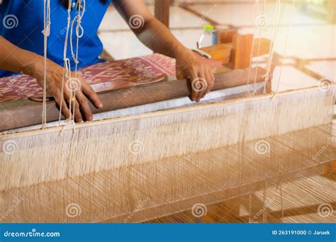 Workers Weaving Silk, One of Thailand`s Famous Local Handicrafts. Stock ...