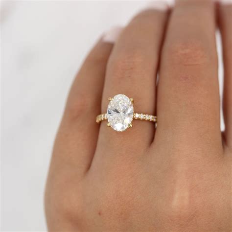 The Athena Hidden Halo Engagement Ring (Oval) | Gold oval engagement ...