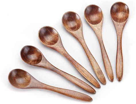 Sevensun Small Wooden Teaspoon, 6pcs Serving Wooden Utensils For ...