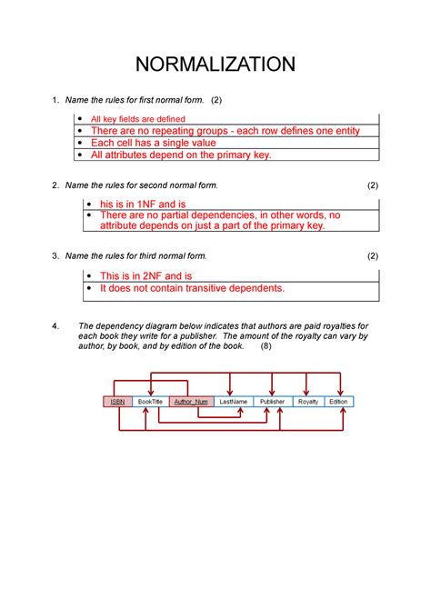 Normalization - Summary Databases I - NORMALIZATION 1. Name the rules ...