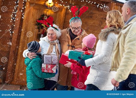 Happy Family with Gifts on Xmas Stock Image - Image of grandmother ...