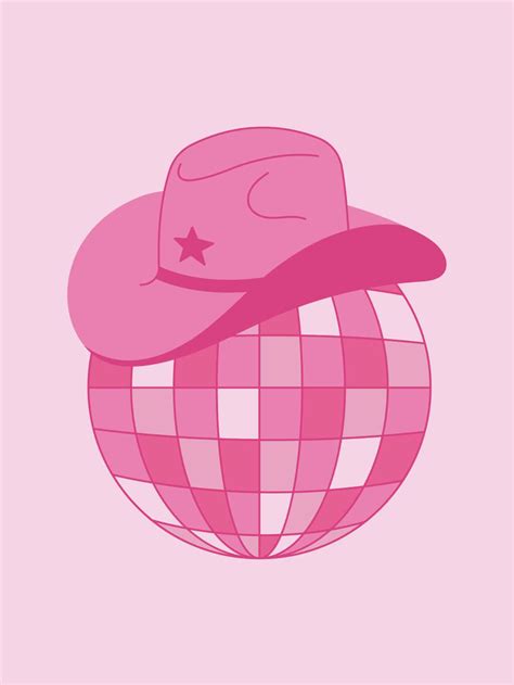 Download Pink Cowboy Hat Disco Ball Illustration Wallpaper | Wallpapers.com