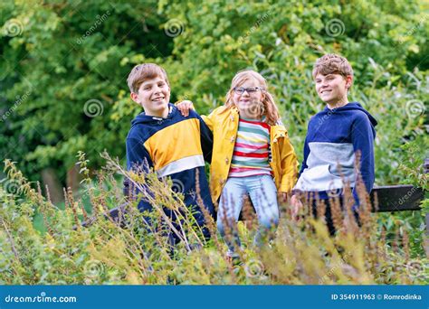 Three Siblings Children. Two Kids Boys and Little Girl Having Fun ...