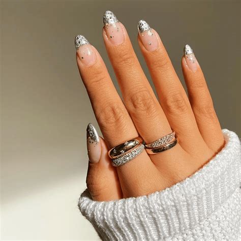Silver Sparkle Acrylic Nails