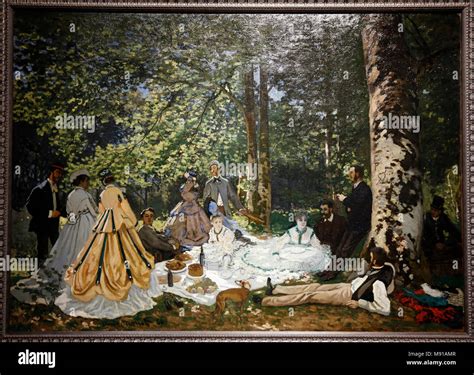 Claude Monet, Luncheon on the grass, (Chailly) 1866, oil on canvas. Shchukin Collection, Pushkin ...