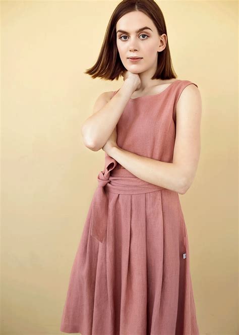 Petite Dress, Linen Wrap Dress, Open Back Dress in Linen, Bridesmaid Dresses, Linen Cocktail ...