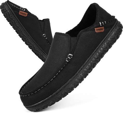 Amazon.com | LongBay Men's Moccasin Slippers Cozy Breathable Memory ...