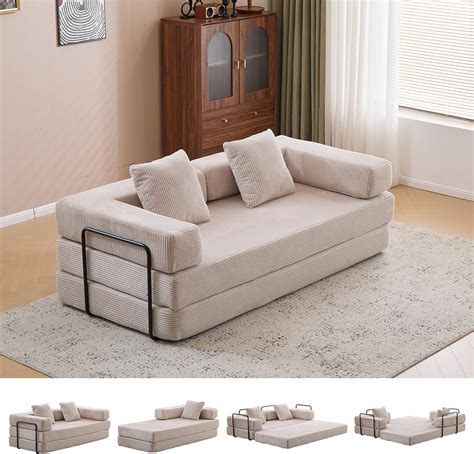 Amazon.com: 4-in-1 Convertible Folding Sleeper Sofa Bed, Fold Out Floor ...