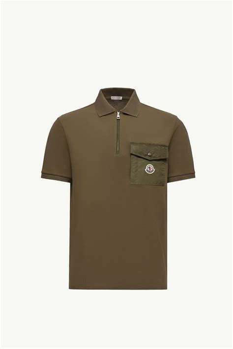 Olive Green Cotton Piquet Polo Shirt with Pocket - Polos & T-shirts for ...