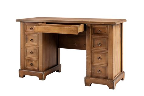 Isolated wooden desk with drawer against transparent background ...