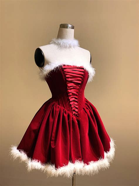 Christmas Mini Dress / Red Velvet Dress / New Year Red Dress / Velvet ...