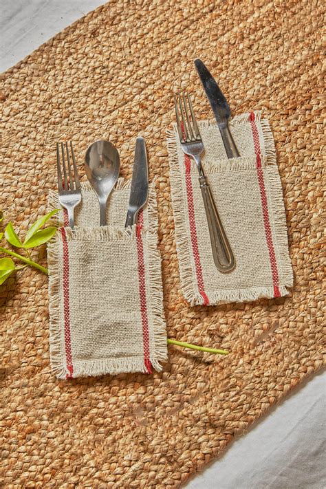 Bolsa para talheres (set de 4 uds) Ploma 21 x 8 Vermelha | Têxteis de ...