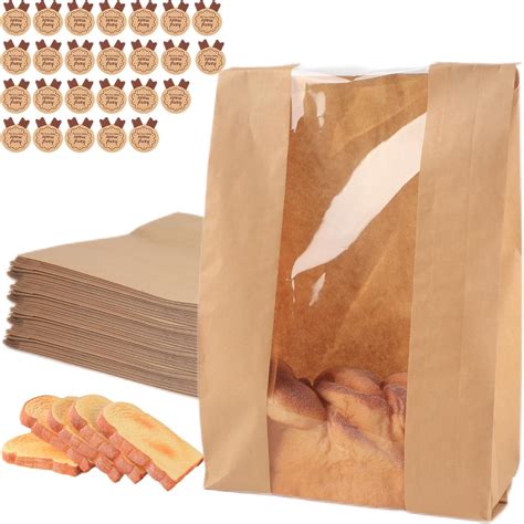 Amazon.com: HPLYEL 100PCS Paper Bread Bags with Handmade Stickers ...