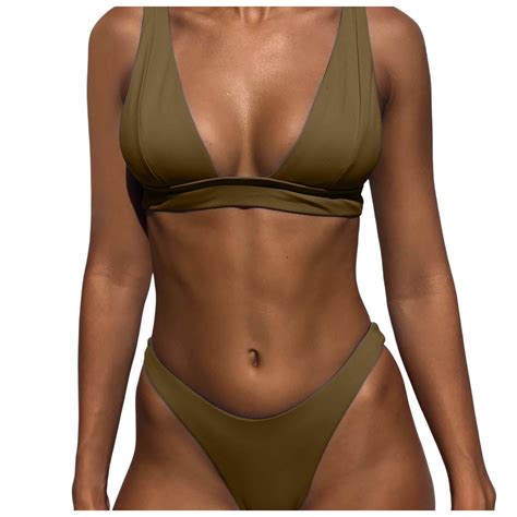 QHFBli Womens Bikini Swimsuits High Waist Bikini Sets 2 Piece Bathing ...
