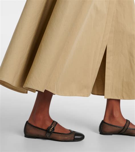 Solstice mesh and leather Mary Jane flats in black - Aquazzura | Mytheresa