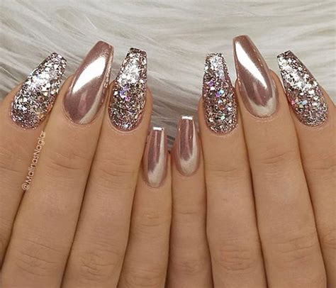 Follow @ pin addict Chrome Nails Rose Gold, Rose Gold Nail Art, Glitter ...