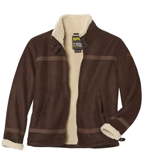 Men's Brown Faux-Suede Sherpa-Lined Jacket | Atlas For Men