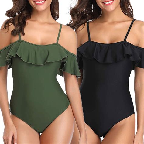 60% off Women's One Piece Ruffle Off Shoulder Swimsuit - Deal Hunting Babe