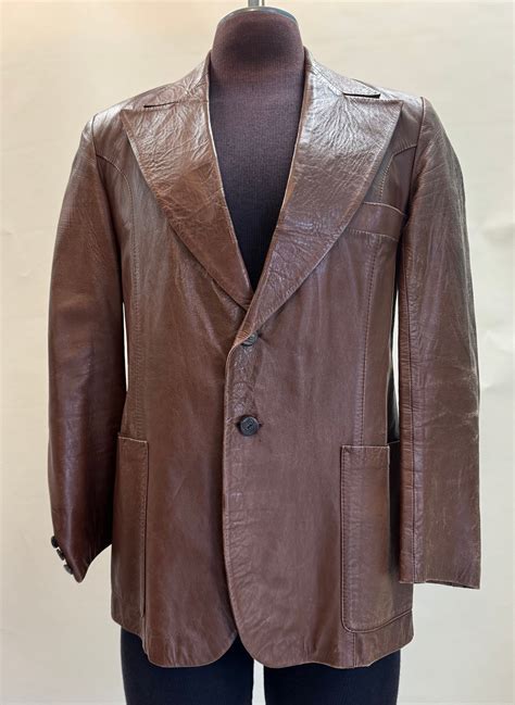 Vintage 1970s Brown Leather Sports Coat - Etsy