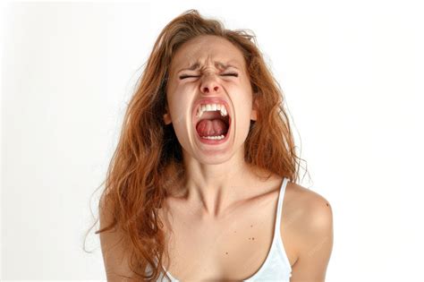 Premium Photo | Young woman screaming in pain Isolated on white background