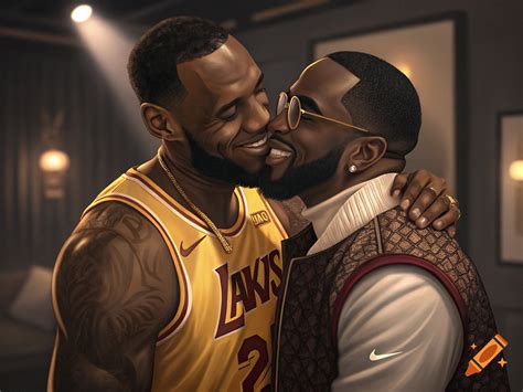 Photorealistic portrait of two men resembling Lebron James and P Diddy ...