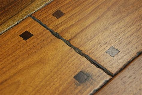 Wide Plank Walnut Flooring with Flush Pegs, Hand Beveled Edges, Smoke ...