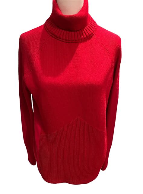 Athleta Mesa Hybrid Turtleneck Sweater Size Small Vibrant Red Merino ...