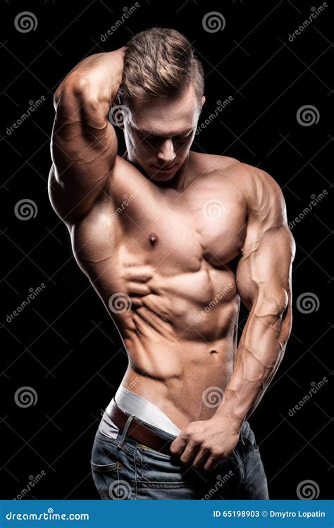 Bodybuilding Sportsman Showing Perfect Body Muscles Stock Image - Image ...