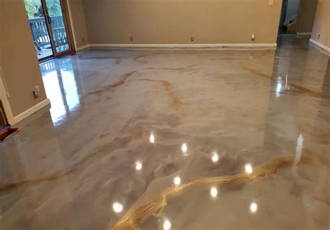 Epoxy Metallic Floor - Sterling and True Gold Epoxy Metallic living ...
