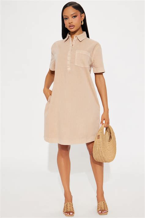 Oceanside Linen Vacation Mini Dress - Mocha | Fashion Nova