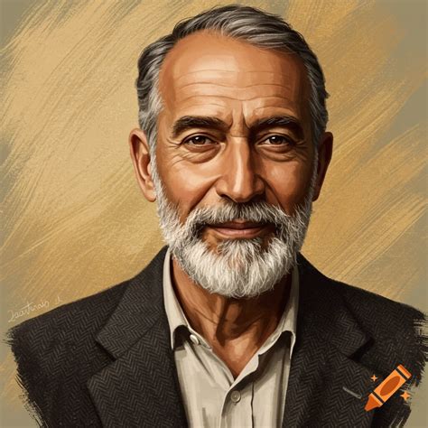 Portrait of an older man with gray hair and beard wearing a black suit ...