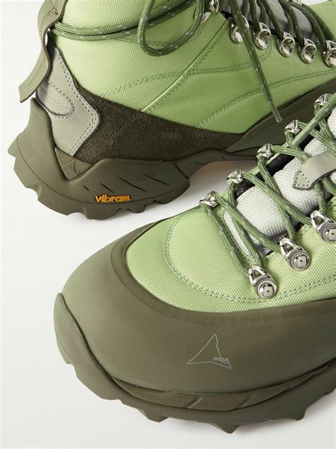 ROA - Rubber and Suede-Trimmed Canvas Hiking Boots - Green ROA