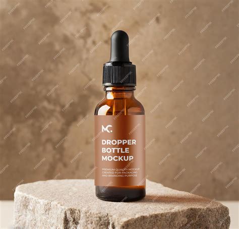 Premium PSD | Amber dropper bottle mockup for branding