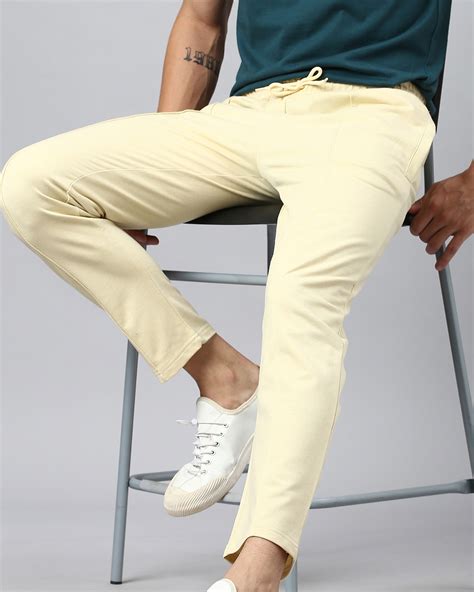 Buy Men's Cream Track Pants for Men Cream Online at Bewakoof