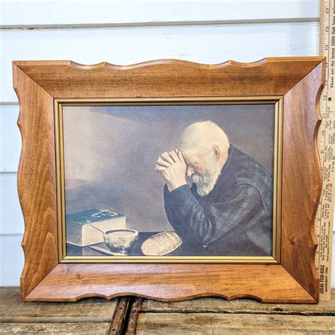 Painting Of Old Man Praying Over Bread