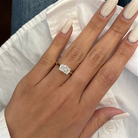 2 Carat Elongated Cushion East West Engagement Ring / 14k Gold ...