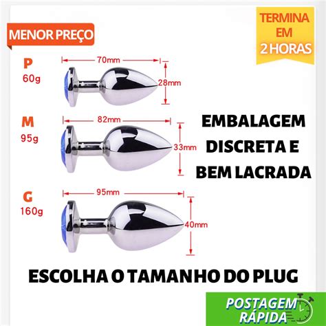 Plug Anal Tamanho P M G Estimulador Aço Inox Joia Brilhante ESCOLHA - Melhora o Preço