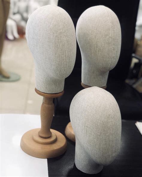 Mannequin head with wooden stand handmade fabric head mannequin hat ...