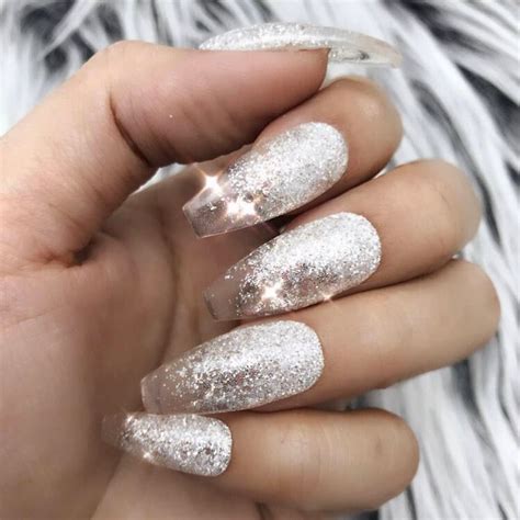 White Glitter Ombre Nails