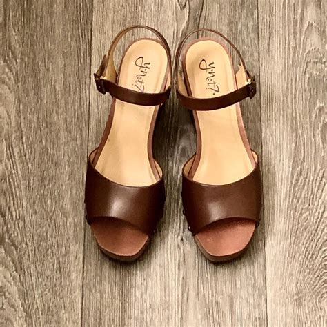 Y-NOT Wedge Sandals with ankle buckles. Size 8. Worn... - Depop