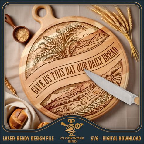 Our Daily Bread Board SVG: Round Cutting Board Laser File (digital ...