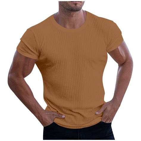 Dovford Men's Muscle T Shirts Stretch Short Sleeve Bodybuilding Workout ...