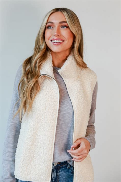 Cozy Ivory Sherpa Vest | Cute Vests For Women | Dress Up