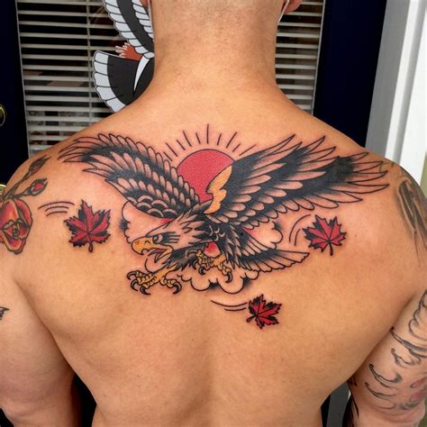 American Traditional Eagle Chest Tattoo