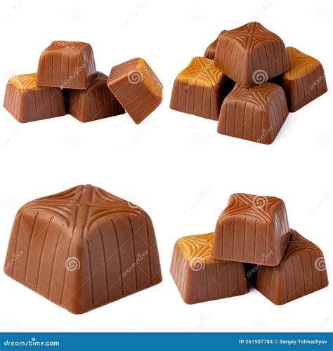 Chocolate Candies Collection Collage Isolated on White. Stock Photo ...