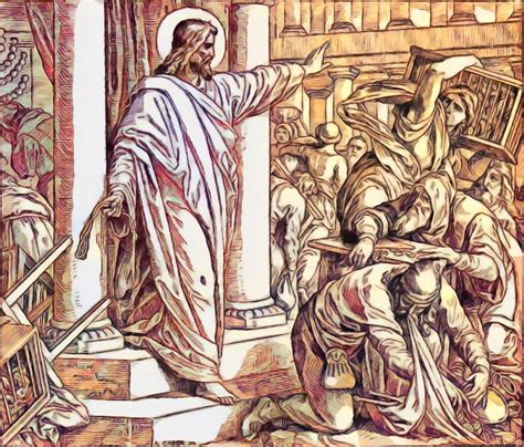 Jesus' righteous anger drives out money changers