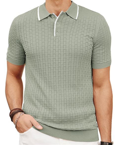 PJ PAUL JONES Mens Knitted Polo Shirts Short Sleeve Texture Summer Polo ...