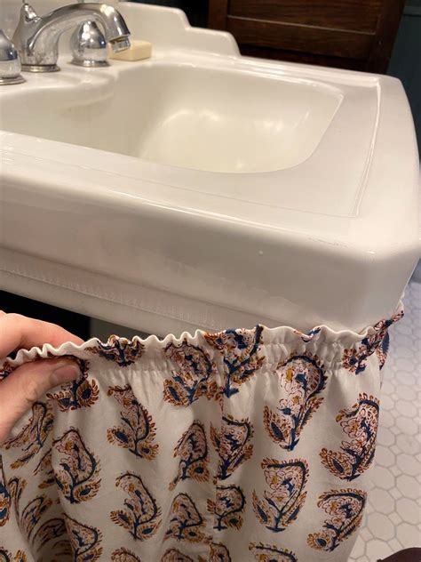 From-scratch sink skirt tutorial | Sink skirt, Bathroom sink skirt ...