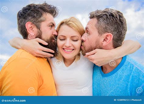 Lady Enjoy Romantic Relations Both Admirers. she Likes Male Attention ...